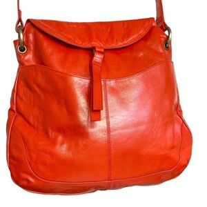 Latico hobo messenger crossbody bag in orange leather